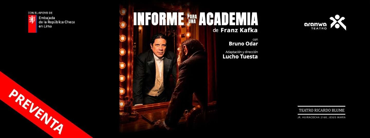 Afiche de la obra "Informe Para Una Academia" de Franz Kafka